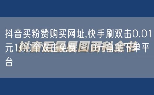 抖音买粉赞购买网址,快手刷双击0.01元100个双击免费 - 0元自助下单平台