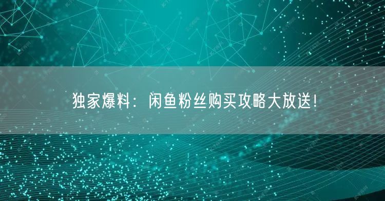 独家爆料：闲鱼粉丝购买攻略大放送！